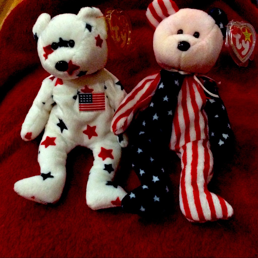 Ty set 2 patriotic bears Glory & pink Spangle mint